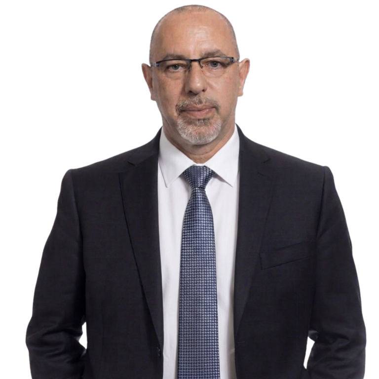 Professional man in a dark suit and striped tie, looking at the camera with a neutral expression.